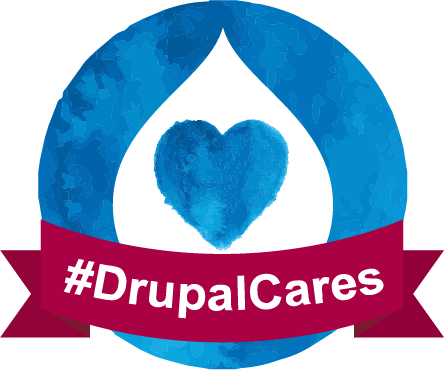 DrupalCares badge with blue heart