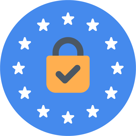 icon of padlock with stars from European Union flag surrounding it