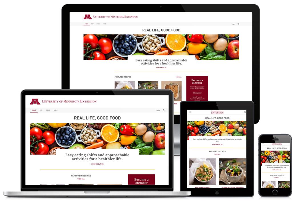 Screenshot of the Real Life Good Food website across multiple sized screens