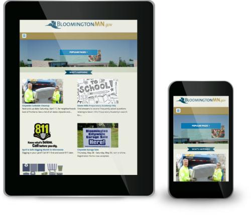 screenshot of Bloomington website on mobile and tablet
