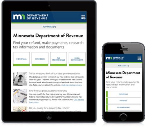 photo of Revenue website on mobile and tablet device