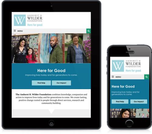 screenshots from wilder foundation on tablet and mobile device