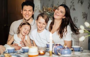 family of four, with two kids and two parents