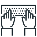 icon representing hands on a keyboard, coding