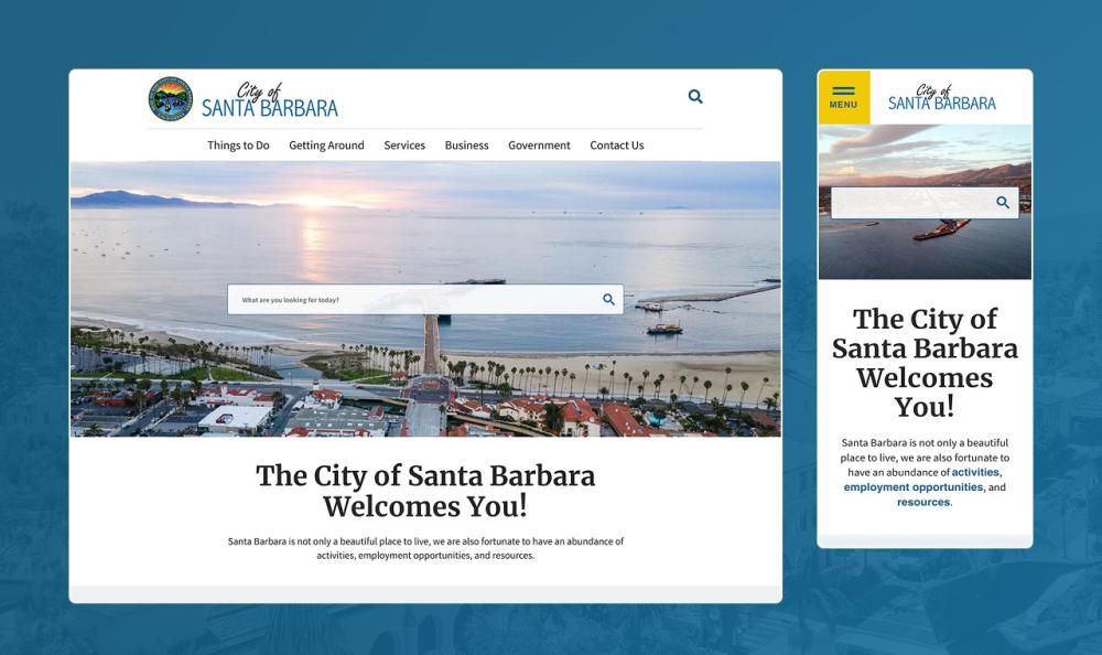 images of the website homepage on desktop and mobile