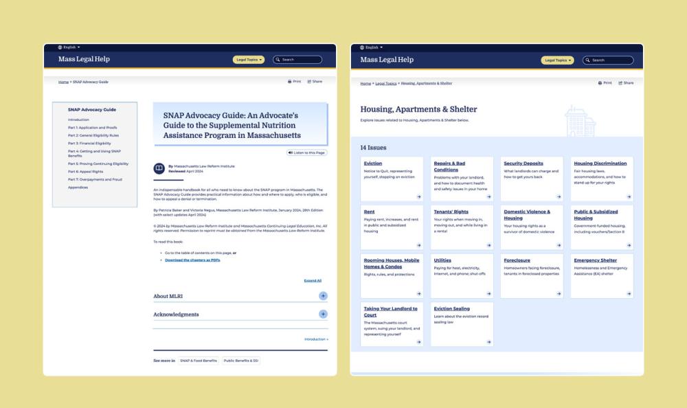 screenshot of website pages on MLH site