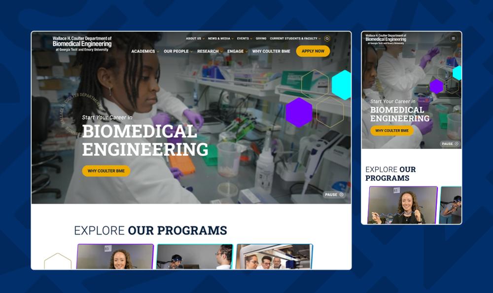 screenshot of BME web pages