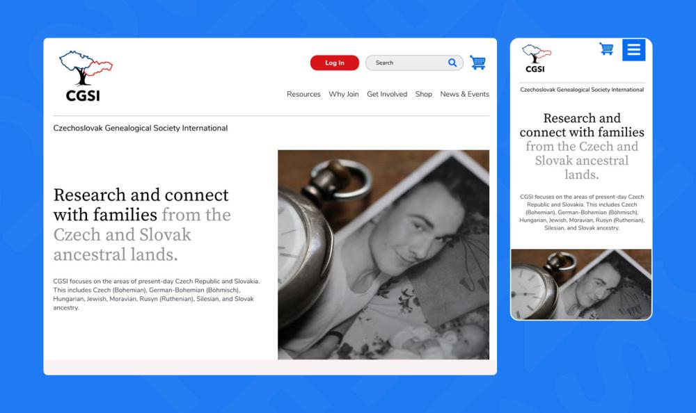 screenshot of homepage of CGSI website on desktop and mobile