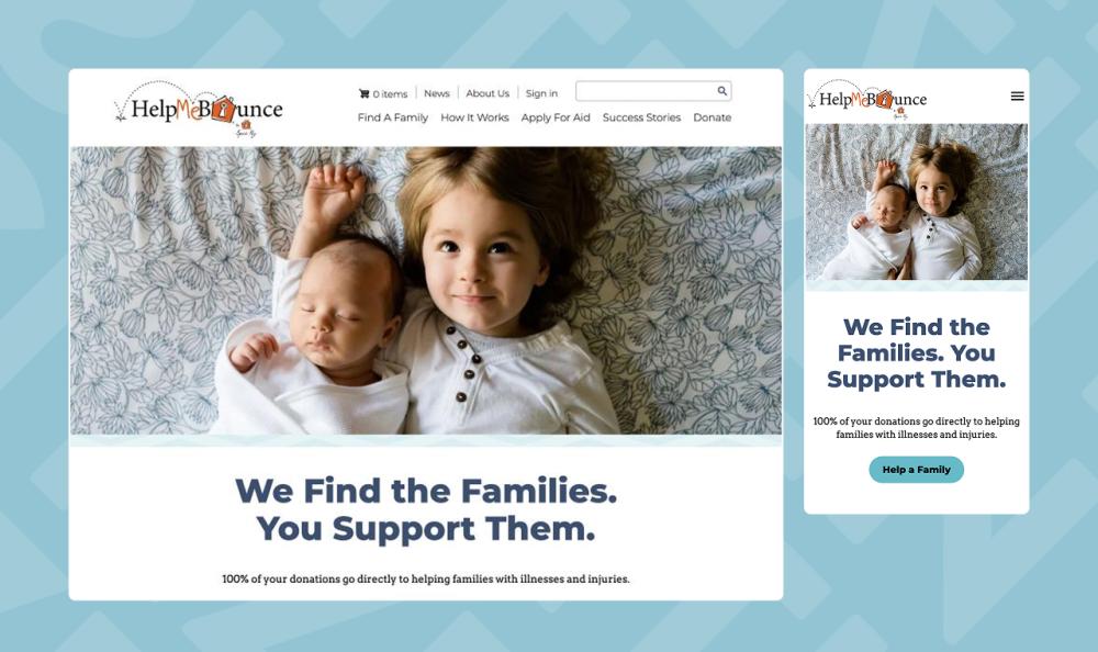 screenshot of web pages from Help Me Bounce website