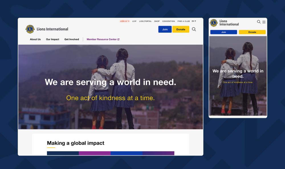 screenshots of Lions Clubs webpage