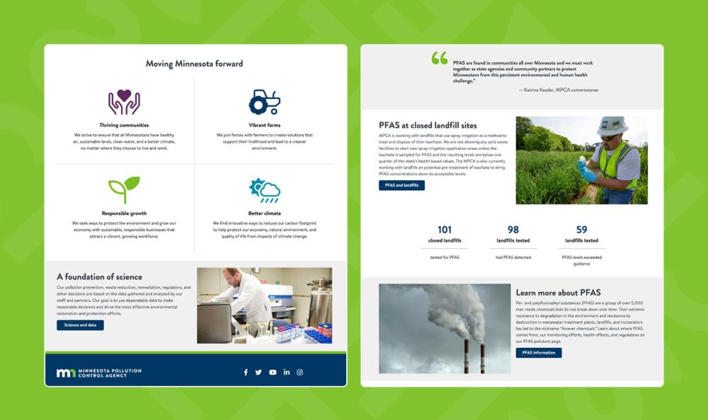 screenshot of MPCA webpages on desktop   