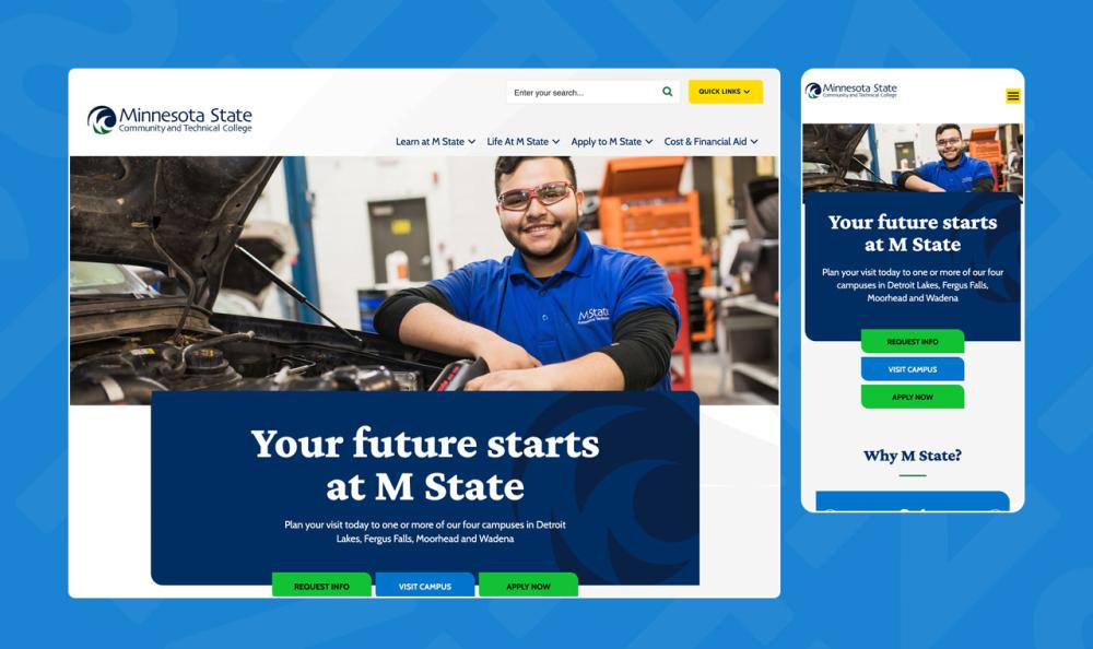 screenshot of Mstate website pages