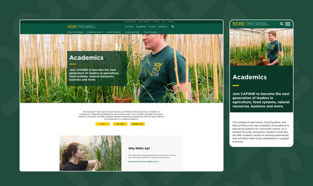 screenshot of NDSU website on desktop and mobile