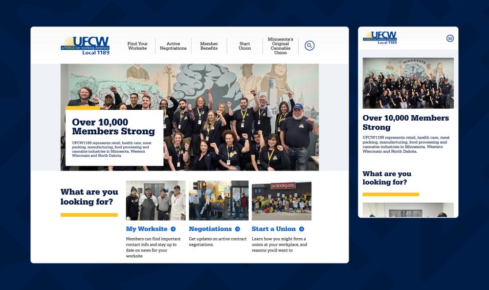 screenshot of web pages from UFCW website