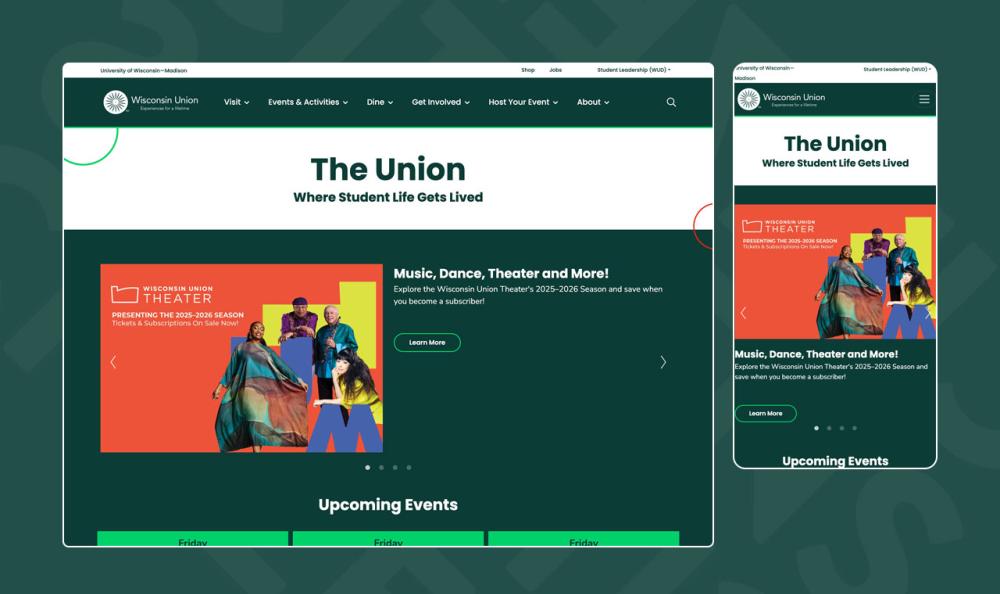 screenshot of UW Union website pages