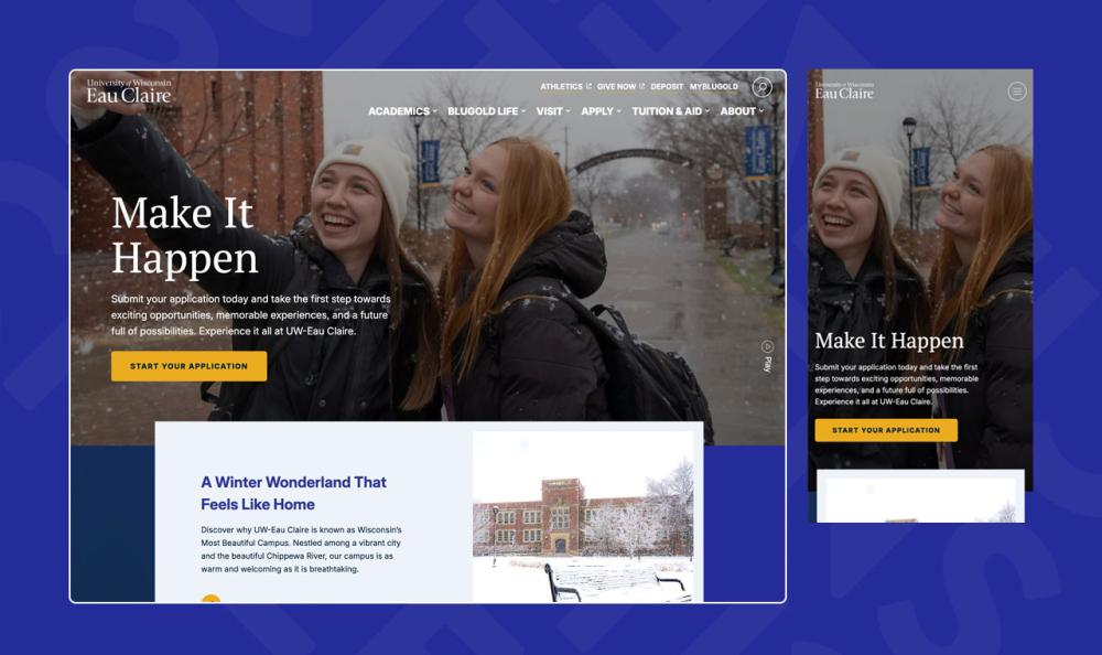 Screenshot of web pages from UWEC website