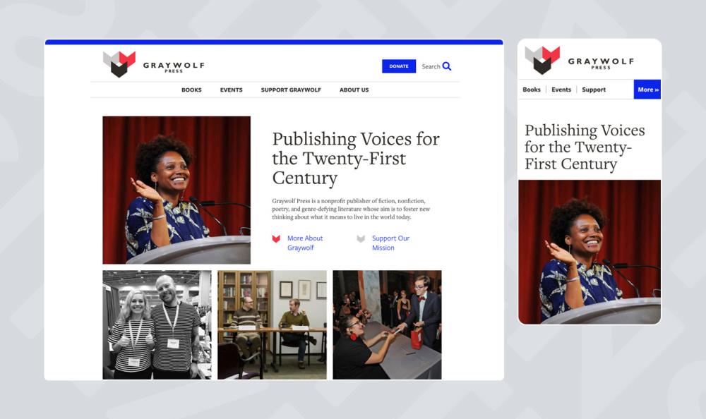 screenshot of graywolf website pages