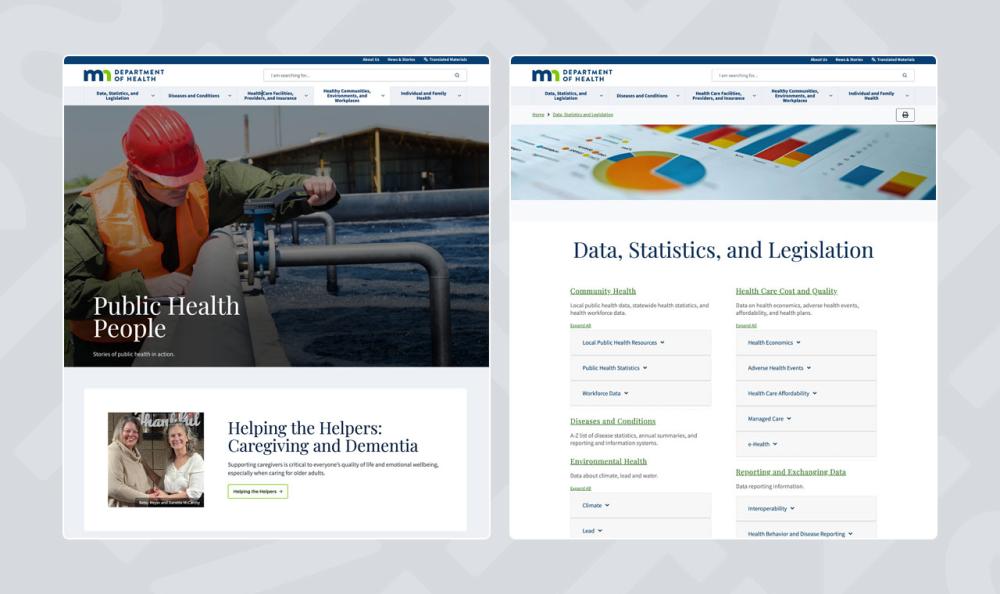 screenshot of MDH website