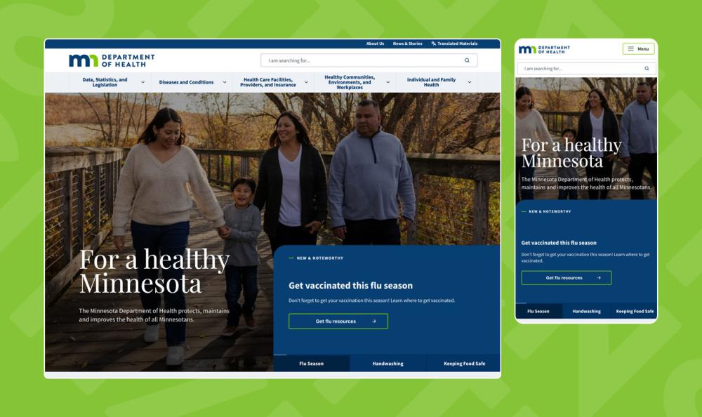 screenshot of MDH website