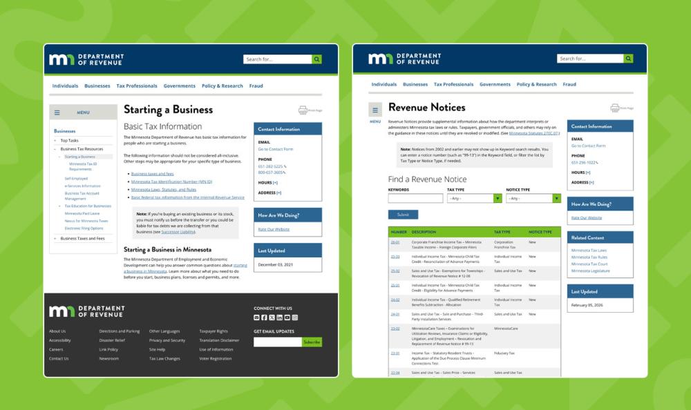 MN Revenue webpages