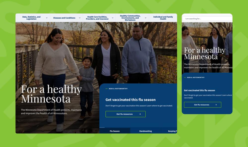 Screenshot of homepage on MDH site
