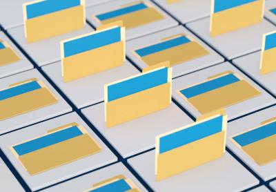 group of yellow and blue folders