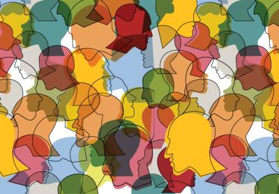 many different people profile heads in different colors