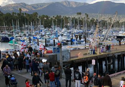 people on the dock and waterfront of Santa Barbara