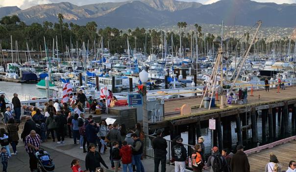 people on the dock and waterfront of Santa Barbara
