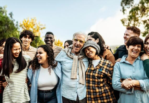 different generations of people together outdoors