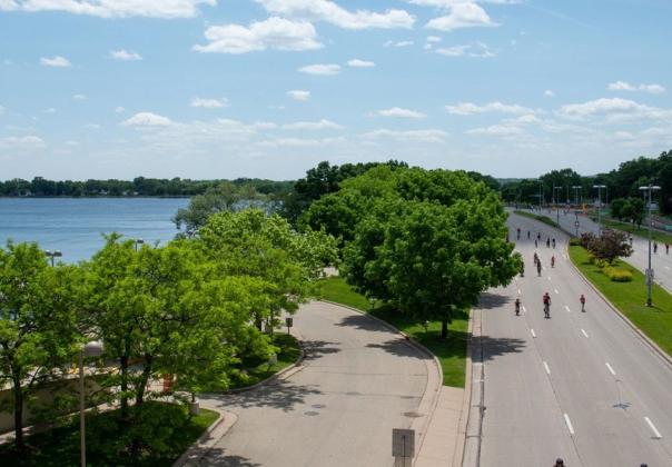 City of Madison, photo of trees and water alongside road