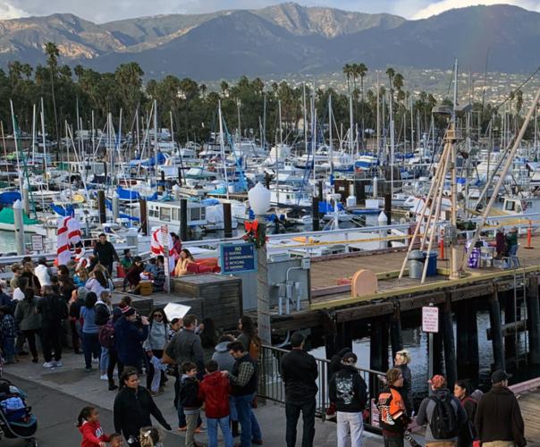 people on the dock and waterfront of Santa Barbara