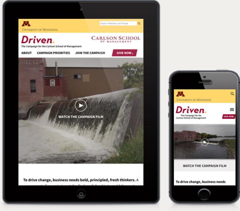 Carlson Capital Campaign website, displayed on a tablet and smartphone