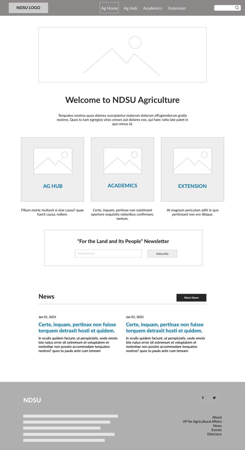 ndsu homepage wireframe