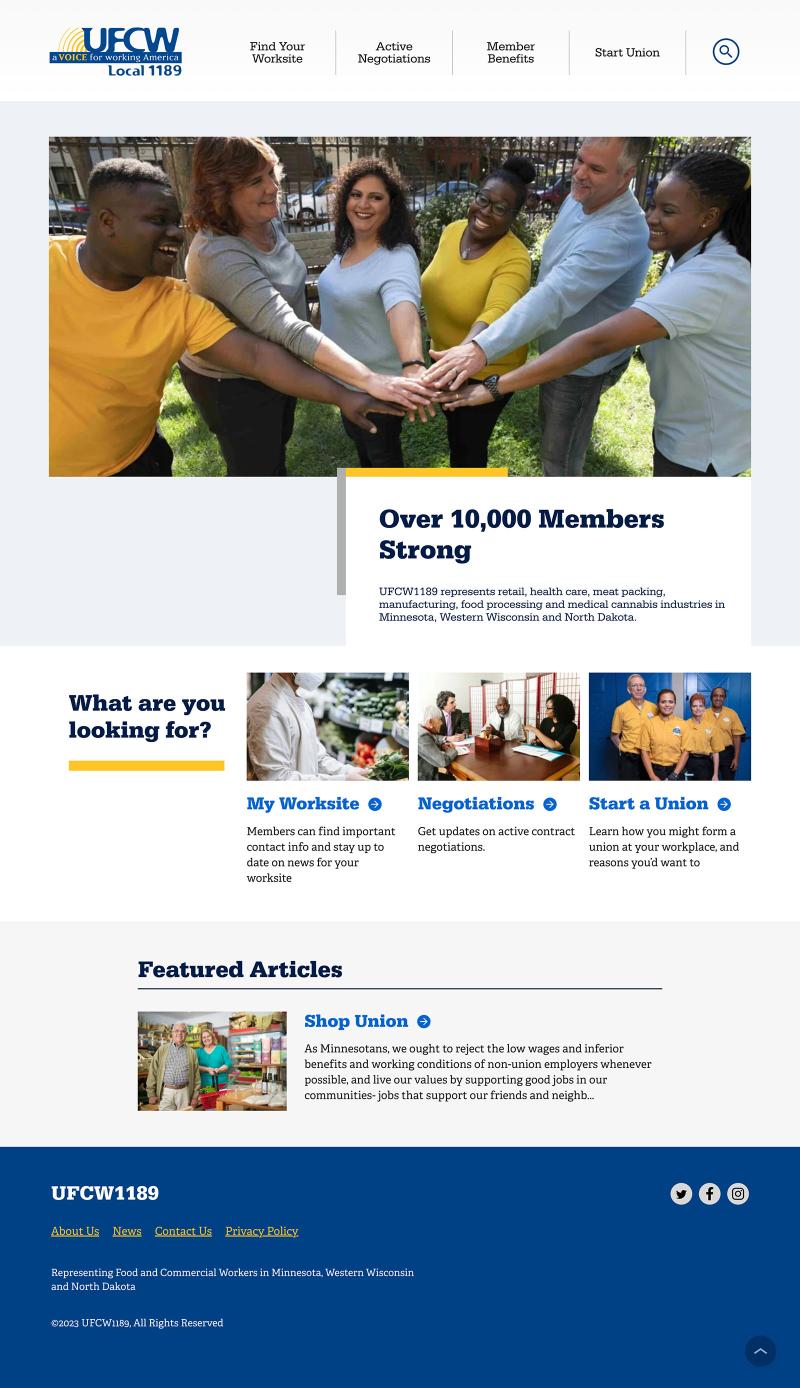 UFCW homepage screenshot