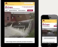 Carlson Capital Campaign website, displayed on a tablet and smartphone