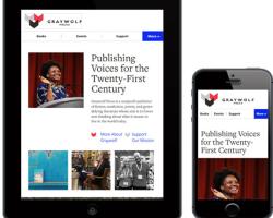 screenshot of Graywolf website on mobile and tablet