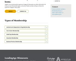 screenshot of the Join page on LeadingAge MN