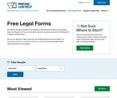 Legal forms page on Montana Law Help website