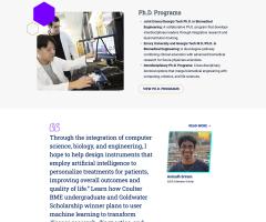 screenshot of BME academics page