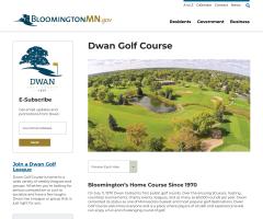 screenshot of golf page on city website