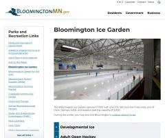 screenshot of ice garden page on city website