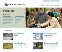 screenshot of residents landing page on city website