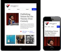 screenshot of Graywolf website on mobile and tablet