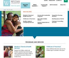 screenshot of Wilder page with dropdown navigation choices revealed