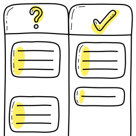 abstract hand-drawn icon of a quiz and checklist