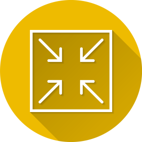 circle with arrows pointing inward, symbolizing shrinking
