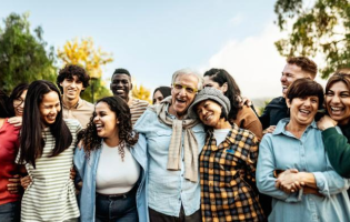 different generations of people together outdoors