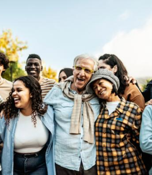 different generations of people together outdoors