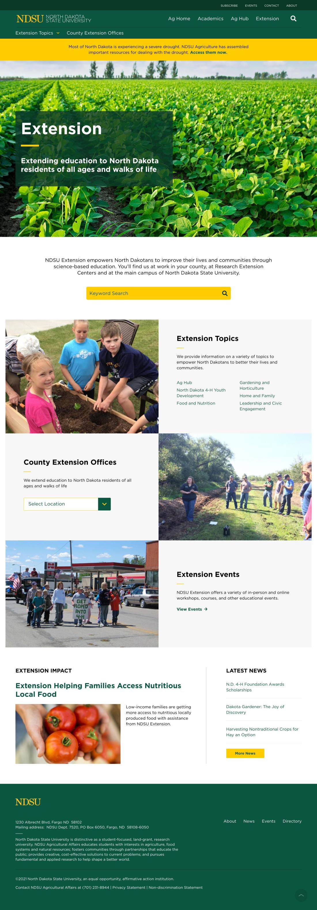 Extension homepage of NDSU